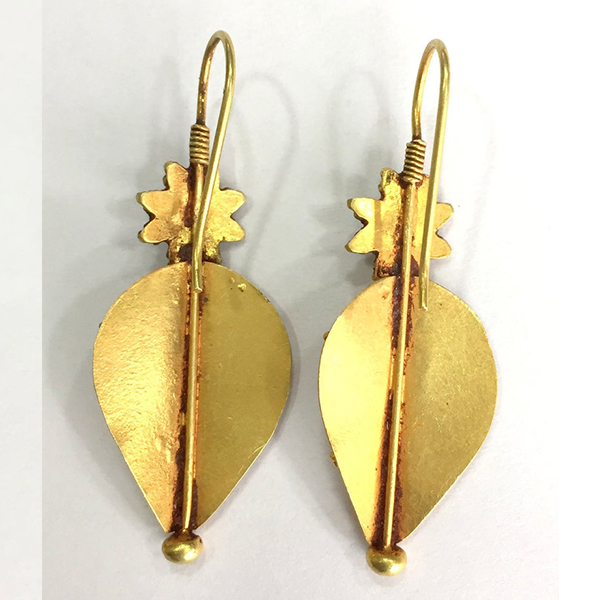 Vintage antique Handmade solid 18K Gold jewelry earring pair - image 4